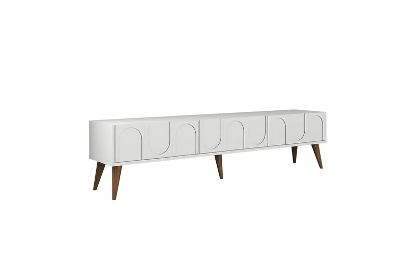 Hazim TV-benk 180 cm, Hvit/Valnøtt