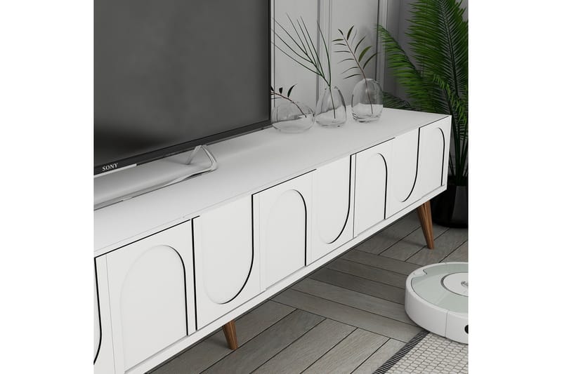 Hazim TV-benk 180 cm - Hvit/Valnøtt - Møbler - TV- & Mediamøbler - TV benk & mediabenk