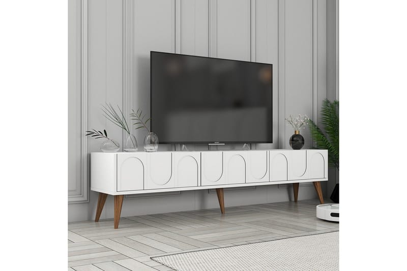 Hazim TV-benk 180 cm - Hvit/Valnøtt - Møbler - TV- & Mediamøbler - TV benk & mediabenk
