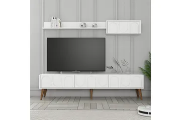 Hazim TV-benk 180 cm - Hvit/Valnøtt - Møbler - TV- & Mediamøbler - TV benk & mediabenk