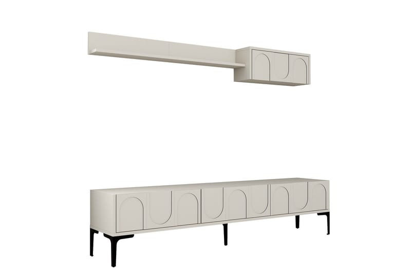 Hazim TV-benk 180 cm, Krem/Svart