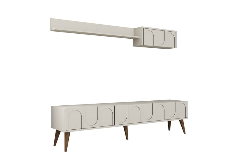 Hazim TV-benk 180 cm, Krem/Valnøtt