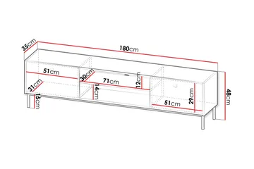 Hermann TV-benk 180 cm - Hvit - Møbler - TV- & Mediamøbler - TV benk & mediabenk