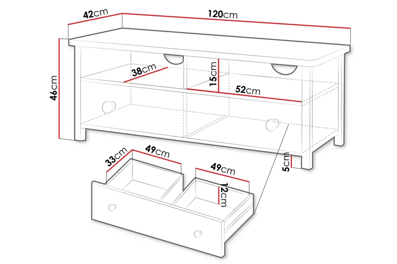 Hilts Gulvstående TV-benk 120 cm med Oppbevaring i Malt Tre - Hvit - Møbler - TV- & Mediamøbler - TV benk & mediabenk