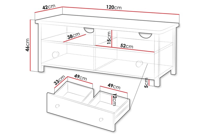 Hilts Tv-Benk 120x42 cm - Hvit/Rosa - Møbler - TV- & Mediamøbler - TV benk & mediabenk