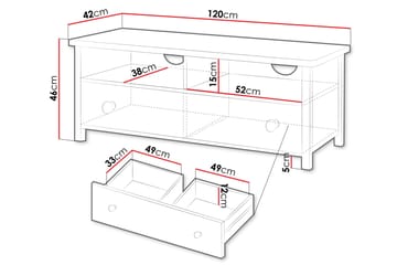 Hilts Tv-Benk 120x42 cm - Hvit/Rosa - Møbler - TV- & Mediamøbler - TV benk & mediabenk