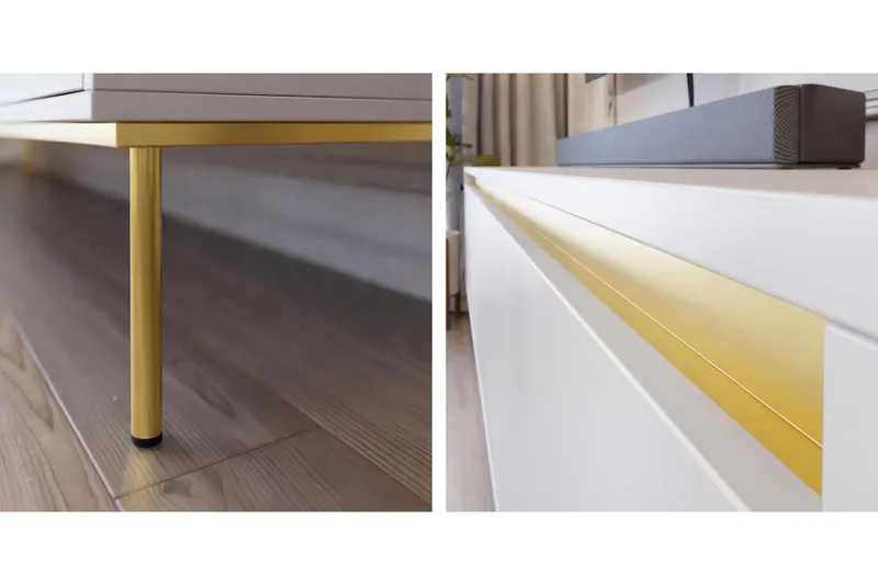 Hollander TV-benk 150 cm - Hvit/Gull - Møbler - TV- & Mediamøbler - TV benk & mediabenk