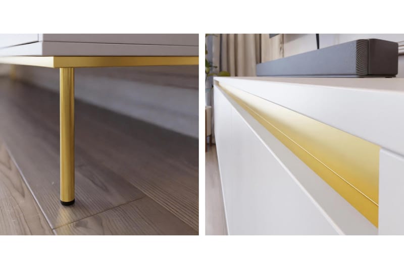 Hollander TV-benk 150 cm - Hvit/Gull - Møbler - TV- & Mediamøbler - TV benk & mediabenk