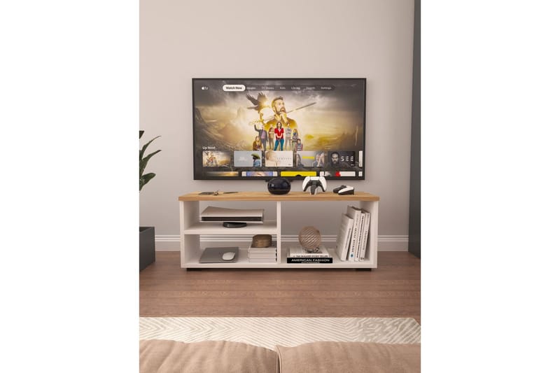 Hollowmere TV-benk 115 cm - Mellomfarget tre/Hvit - Møbler - TV- & Mediamøbler - TV benk & mediabenk