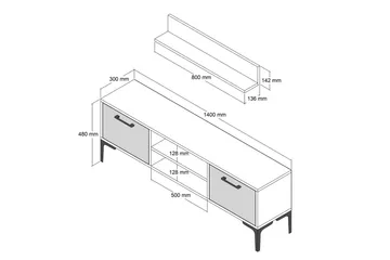 Holter Tv-benk 140 cm - Valnøtt - Møbler - TV- & Mediamøbler - TV benk & mediabenk
