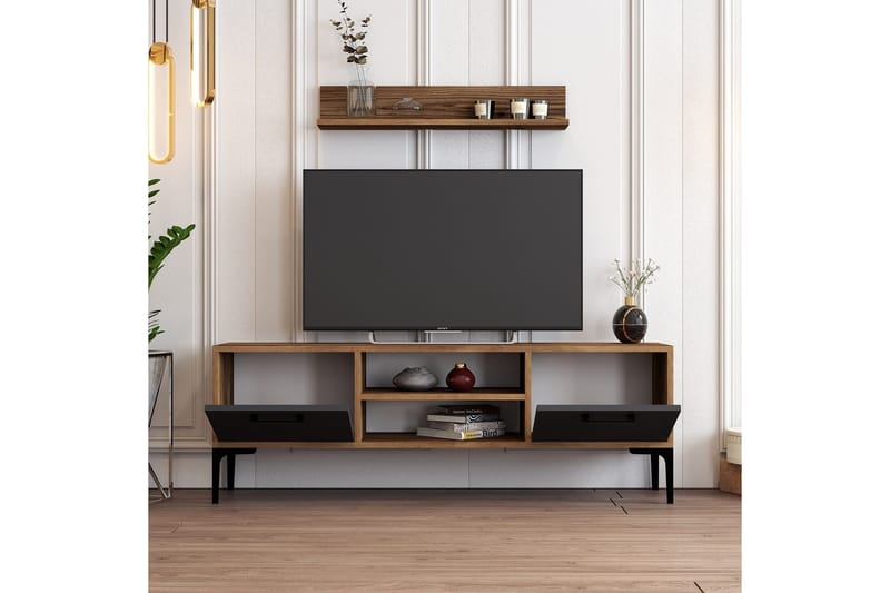Holter Tv-benk 140 cm - Valnøtt/Antrasitt - Møbler - TV- & Mediamøbler - TV benk & mediabenk