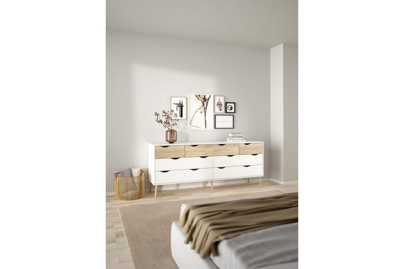 Hostafranc TV-benk 196 cm - Hvit/Natur - Møbler - TV- & Mediamøbler - TV benk & mediabenk