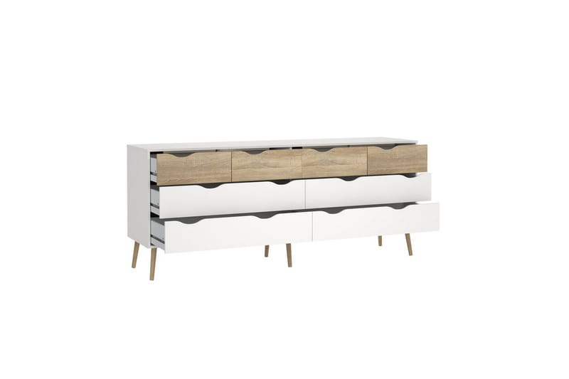 Hostafranc TV-benk 196 cm - Hvit/Natur - Møbler - TV- & Mediamøbler - TV benk & mediabenk