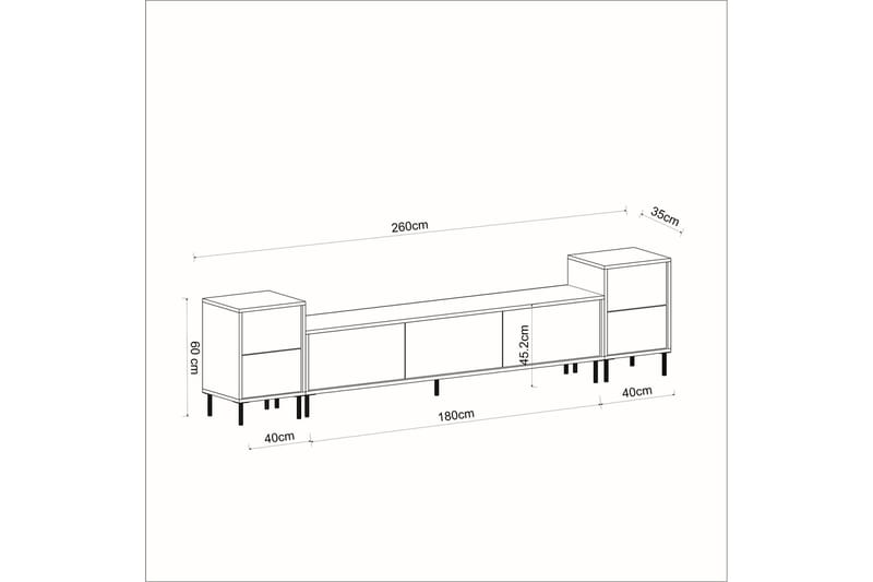 Imaj TV-benk 180 cm - Beige/Gull - Møbler - TV- & Mediamøbler - TV benk & mediabenk