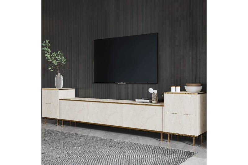 Imaj TV-benk 180 cm - Beige/Gull - Møbler - TV- & Mediamøbler - TV benk & mediabenk