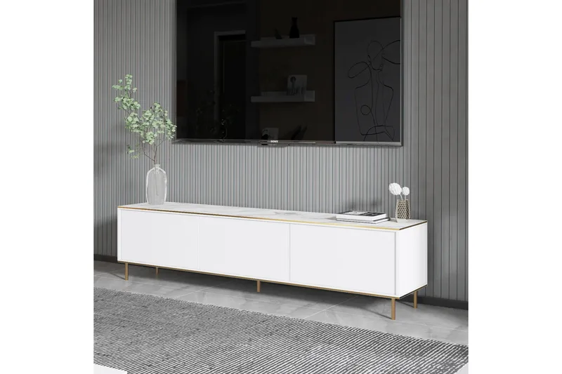 Imaj TV-benk 180 cm - Hvit marmor/Gull - Møbler - TV- & Mediamøbler - TV benk & mediabenk