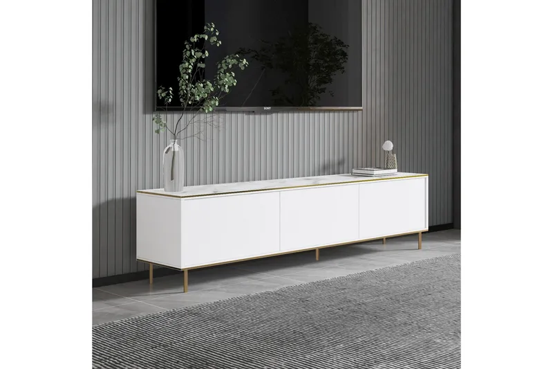 Imaj TV-benk 180 cm - Hvit marmor/Gull - Møbler - TV- & Mediamøbler - TV benk & mediabenk