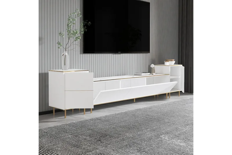 Imaj TV-benk 180 cm - Hvit marmor/Gull - Møbler - TV- & Mediamøbler - TV benk & mediabenk