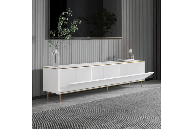 Imaj TV-benk 180 cm - Hvit marmor/Gull - Møbler - TV- & Mediamøbler - TV benk & mediabenk