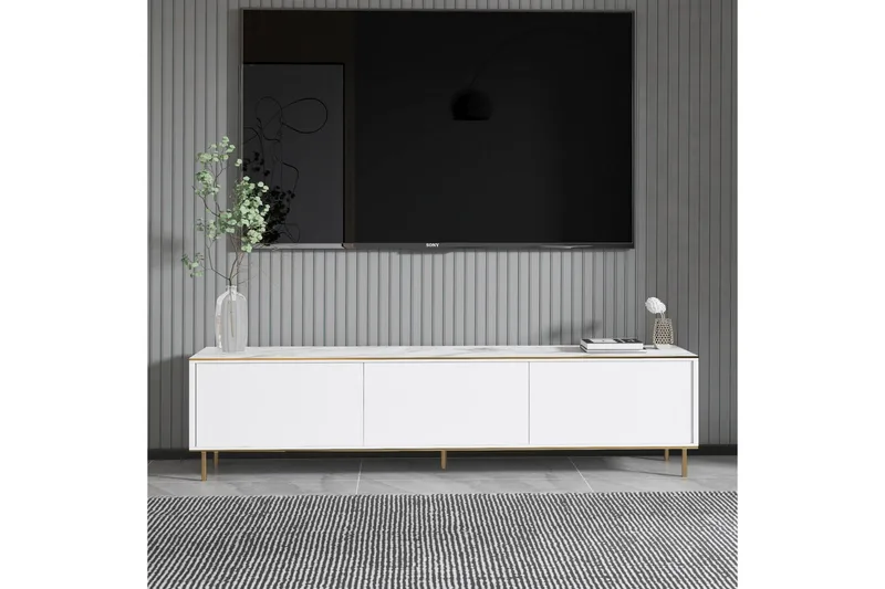 Imaj TV-benk 180 cm - Hvit marmor/Gull - Møbler - TV- & Mediamøbler - TV benk & mediabenk