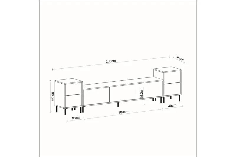 Imaj TV-benk 180 cm - Hvit/Gull - Møbler - TV- & Mediamøbler - TV benk & mediabenk