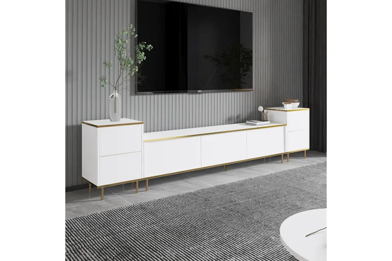 Imaj TV-benk 180 cm - Hvit/Gull - Møbler - TV- & Mediamøbler - TV benk & mediabenk
