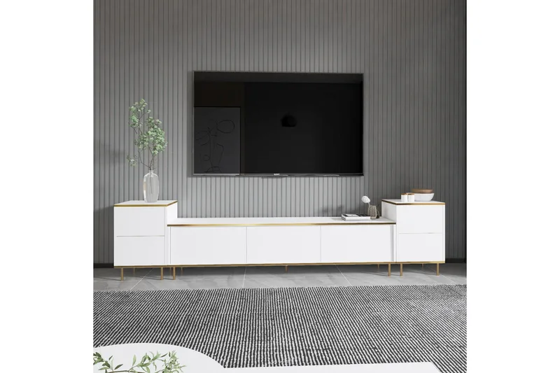 Imaj TV-benk 180 cm - Hvit/Gull - Møbler - TV- & Mediamøbler - TV benk & mediabenk