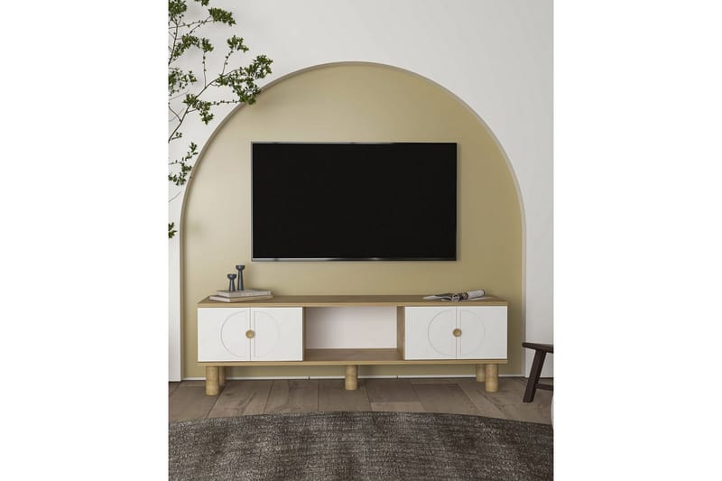 Inci TV-benk 150 cm - Hvit/Multifarget - Møbler - TV- & Mediamøbler - TV benk & mediabenk