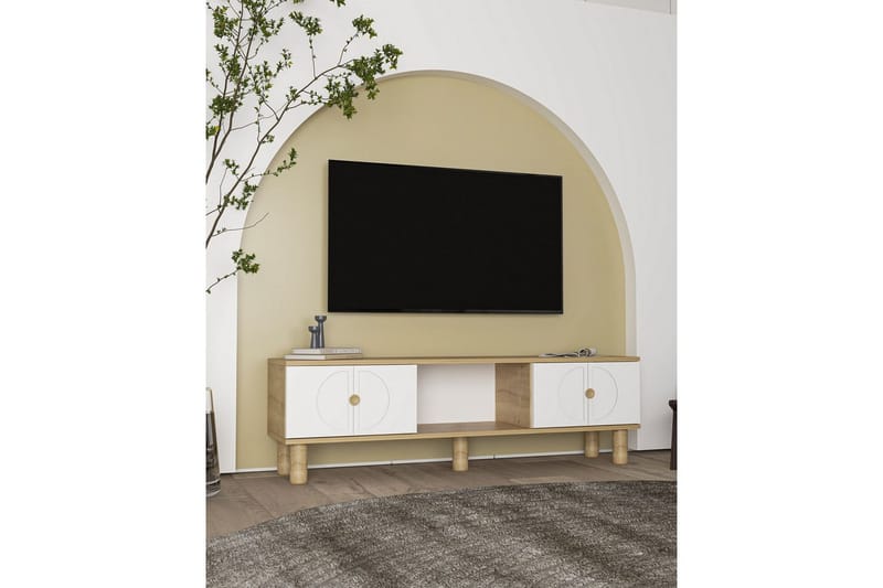 Inci TV-benk 150 cm - Hvit/Multifarget - Møbler - TV- & Mediamøbler - TV benk & mediabenk