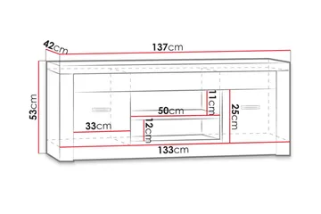 Indianapolis TV-benk 137x42x53 cm - Hvit LED-belysning - Møbler - TV- & Mediamøbler - TV benk & mediabenk