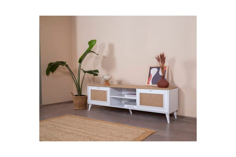 Jatinder TV-benk 55 cm - Natur/Hvit - Møbler - TV- & Mediamøbler - TV benk & mediabenk