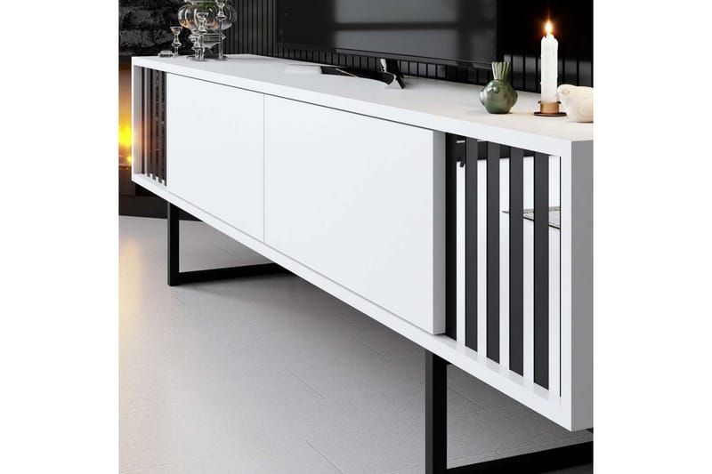 Jeval TV-benk 180 cm - Svart/Hvit - Møbler - TV- & Mediamøbler - TV benk & mediabenk