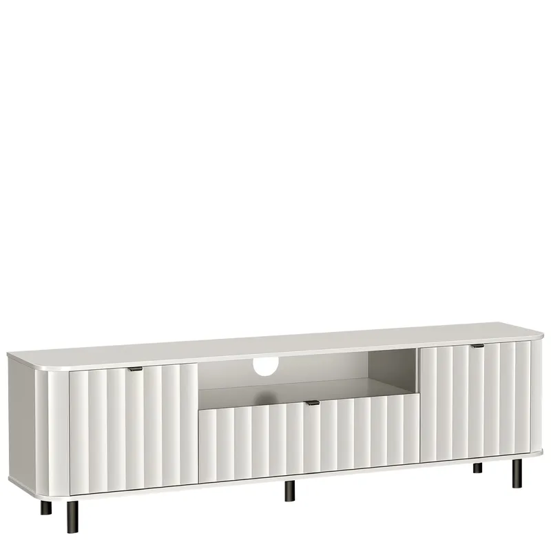 Joriel Frittstående TV-benk 196 cm med Oppbevaring i Tre, Lys Beige