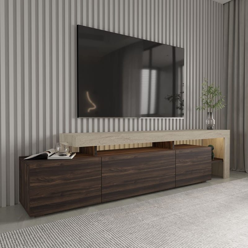 Jurukovo TV-benk 192x53x37 cm - Travertin, valnøtt - Møbler - TV- & Mediamøbler - TV benk & mediabenk