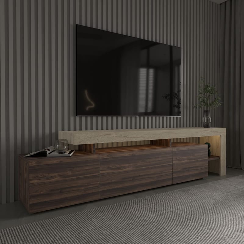 Jurukovo TV-benk 192x53x37 cm - Travertin, valnøtt - Møbler - TV- & Mediamøbler - TV benk & mediabenk