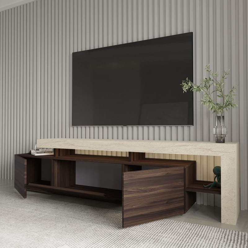 Jurukovo TV-benk 192x53x37 cm - Travertin, valnøtt - Møbler - TV- & Mediamøbler - TV benk & mediabenk