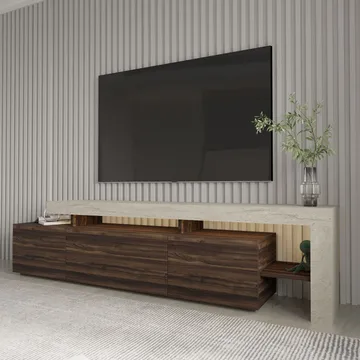 Jurukovo TV-benk 192x53x37 cm - Travertin, valnøtt - Møbler - TV- & Mediamøbler - TV benk & mediabenk