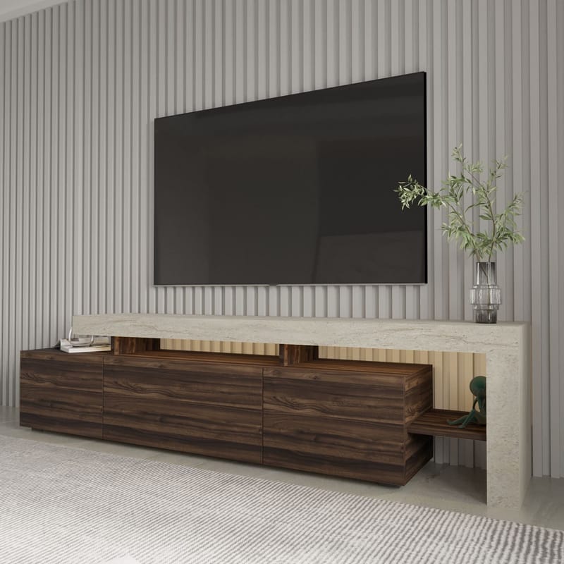 Jurukovo TV-benk 192x53x37 cm - Travertin, valnøtt - Møbler - TV- & Mediamøbler - TV benk & mediabenk