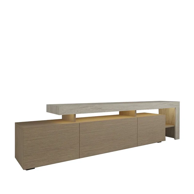 Jurukovo TV-benk 192x53x37 cm, Travertin, varm eik