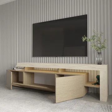 Jurukovo TV-benk 192x53x37 cm - Travertin, varm eik - Møbler - TV- & Mediamøbler - TV benk & mediabenk