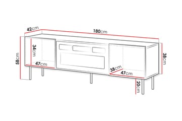 Kamta TV-benk 180 cm - Svart - Møbler - TV- & Mediamøbler - TV benk & mediabenk