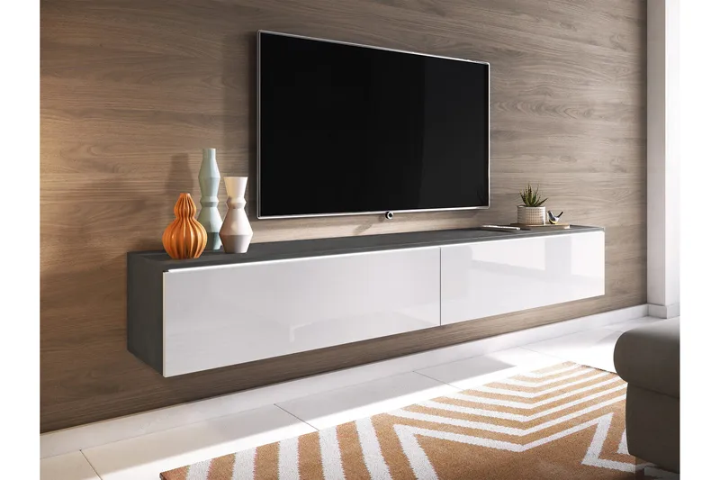 Kanak TV-benk 180 cm - Mørkegrå / Hvit - Møbler - TV- & Mediamøbler - TV benk & mediabenk