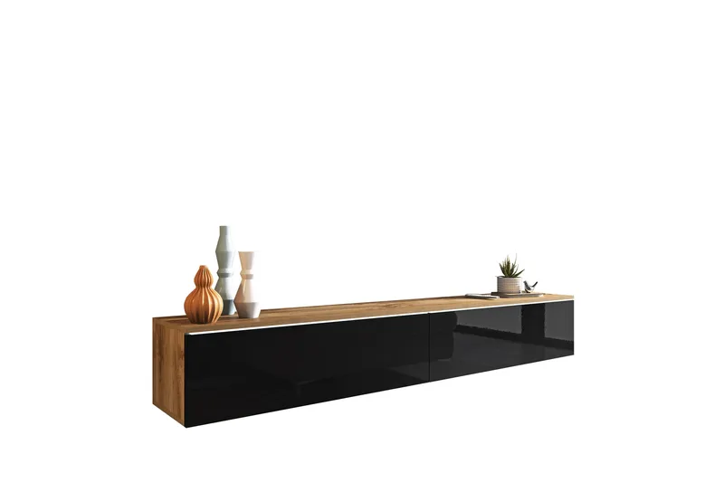 Kanak TV-benk 180 cm, Natur / Svart