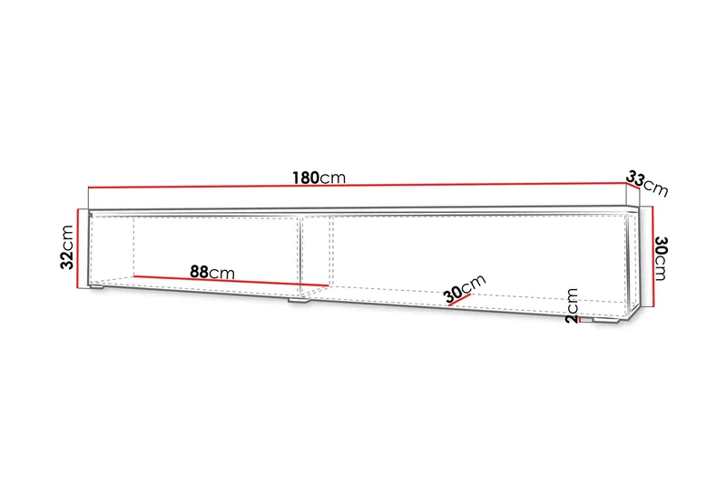 Kanak TV-benk 180 cm - Svart - Møbler - TV- & Mediamøbler - TV benk & mediabenk