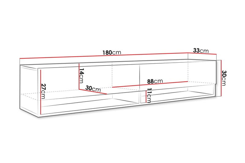 Kanak TV-benk 180 cm - Svart - Møbler - TV- & Mediamøbler - TV benk & mediabenk