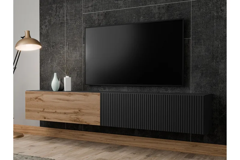 Kangana TV-benk 200 cm - Svart - Møbler - TV- & Mediamøbler - TV benk & mediabenk
