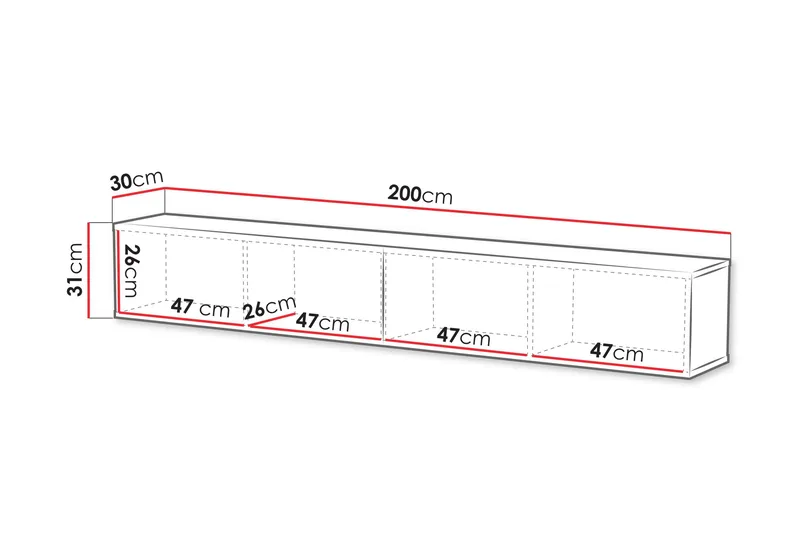 Kangana TV-benk 200 cm - Svart - Møbler - TV- & Mediamøbler - TV benk & mediabenk
