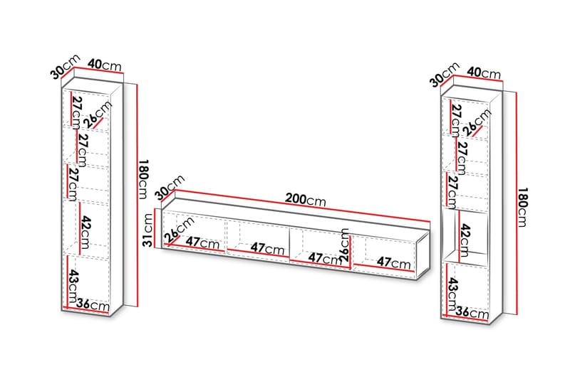 Kangana Tv-Møbelsett - Svart/Brun - Møbler - TV- & Mediamøbler - TV-møbelsett