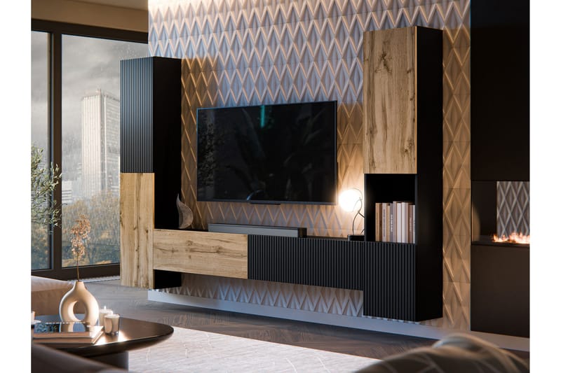 Kangana Tv-Møbelsett - Svart/Brun - Møbler - TV- & Mediamøbler - TV-møbelsett