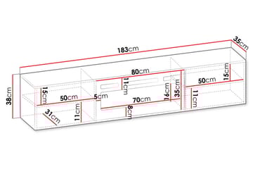 Kanki TV-benk 183 cm - Svart - Møbler - TV- & Mediamøbler - TV benk & mediabenk